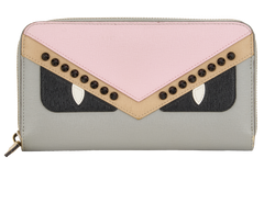 Fendi Monster Eyes Long Wallet, Canvas, Pink/Grey, MII, DB, 2*